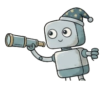 Robot mascot with telescope