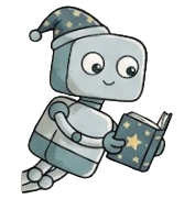 Robot mascot reading